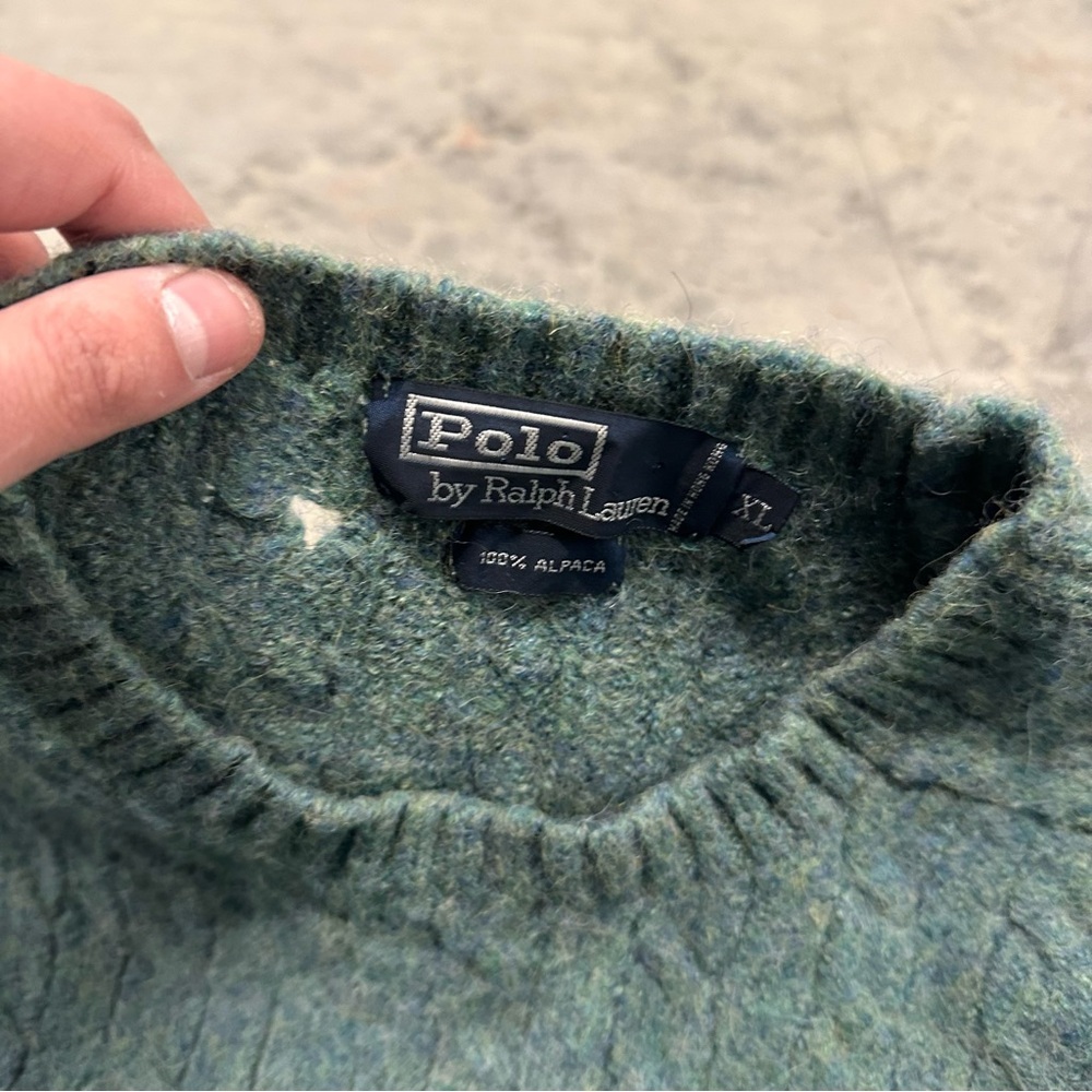 POLO Ralph Lauren mens cable knit 100% alpaca sweater XL - Picture 4 of 11